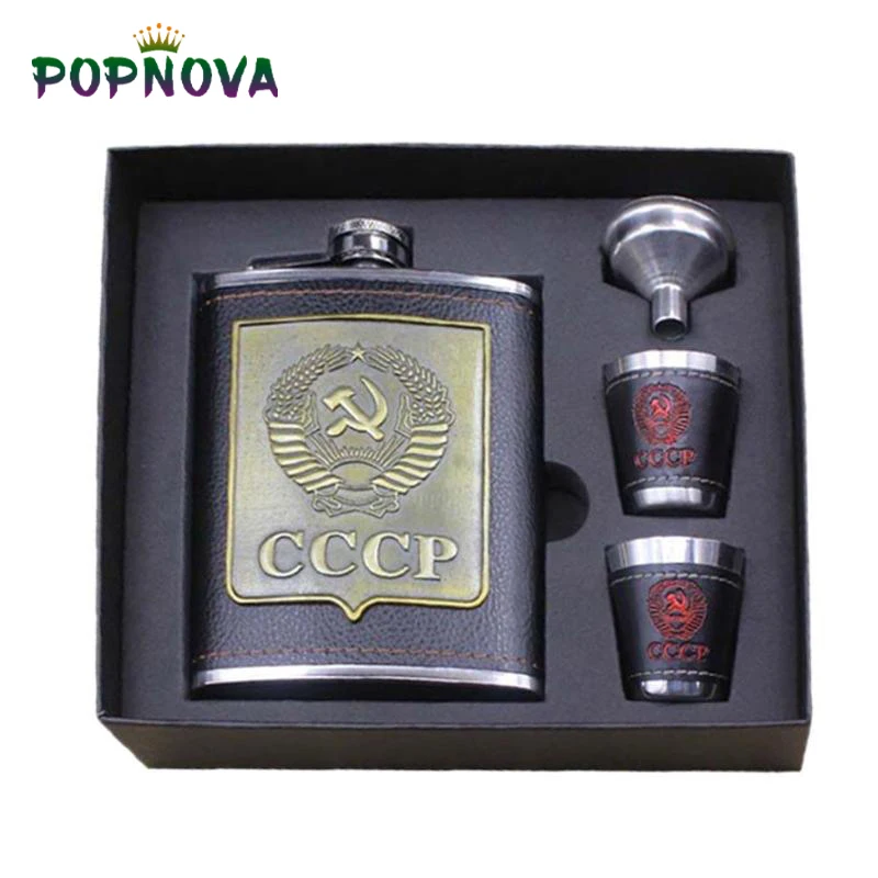 8 uncji luksusowe kolby na alkohol ze stali nierdzewnej wódka whisky butelka wina kubki zestaw butelek CCCP grawerowanie pojemnik na alkohol kolba
