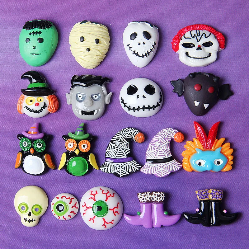 Resin Halloween Accessories Ghost Head Voodoo Doll Bloodshot Eye Flatback DIY Scrapbooking Hairbow Phone Case Accessories