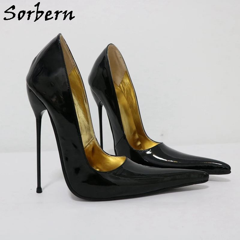 

Sorbern 16Cm Metal Heel Pump Sissy Boy High Heel 12cm 14cm Pointed Toes Slip On Stilettos Fetish Crossdresser Pump Custom Colors