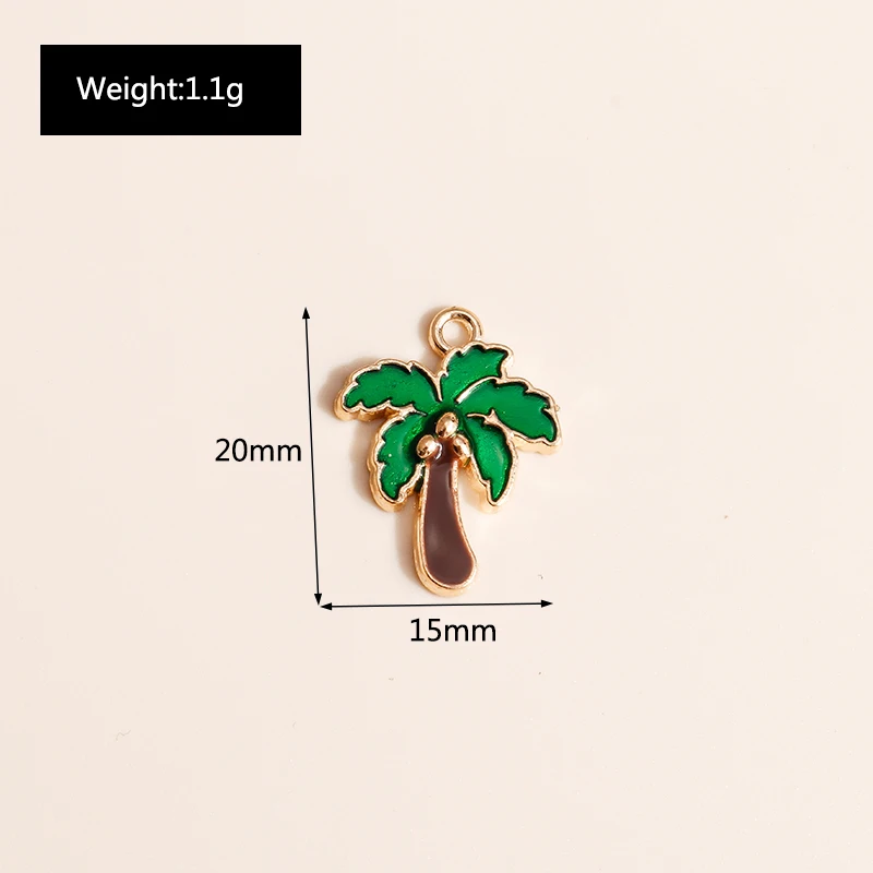 10pcs 15*20 Enamel Coconut Tree Charms for Jewelry Making Handmade Palm Plant Charms DIY Pendants Earrings Bracelets Accessories