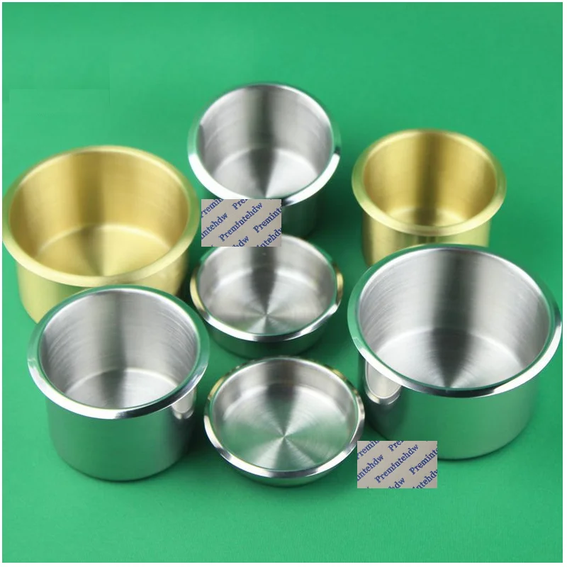 4Pcs Stainless Steel Recessed Drop in Cup Drink Can Holder Ash Tray RV Boat Yachet Sofa Couch Brush Brass Casino Table Desktop