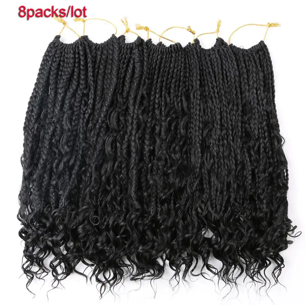 Box Braids Crochet Hair With Curly Ends Goddess Box Braids Crochet Braids 3X Bohemian Braiding Hair for Black Women