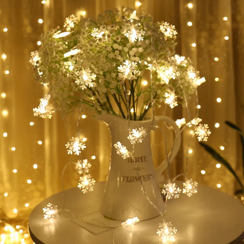 Christmas Tree Decorations Lights 6M/10M Led Snowflake String Lights for DIY New Year 2022 Wedding Holiday Party Decor Lighting