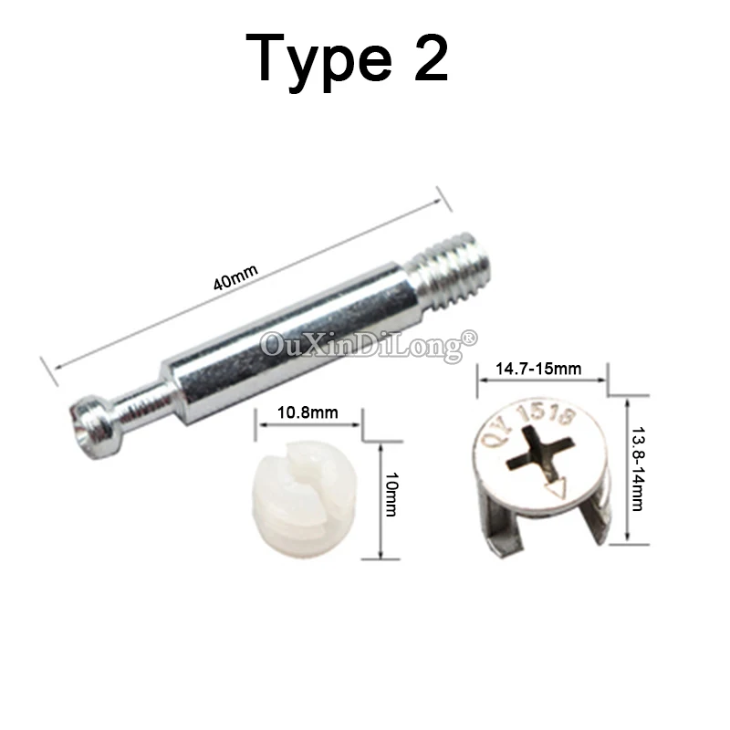 New 300Sets 3 in 1 Furniture Connecting Fittings Furniture Connector Cam Fitting Eccentric Wheel with Dowel and Pre-inserted Nut