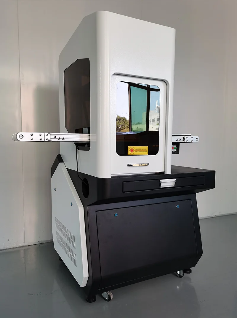 CCD Macchina automatica per marcatura laser a fibra Posizionamento visivo Chiuso Raycus Max Q-switch JPT MOPA Marcatore laser Convertitore