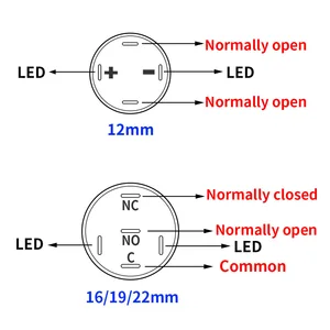 PC -PC, hoher Kopf, 12 V bis Autos, momentane Verriegelung, fest, blau, 5 V, 220 V, 12 mm, 16 mm, Drahtknopfschalter, 19 mm, 22 mm, 22 mm, 22 mm, 22 mm, 22 mm, 22 mm 10 Hauptverkaufsknopf PC - №3