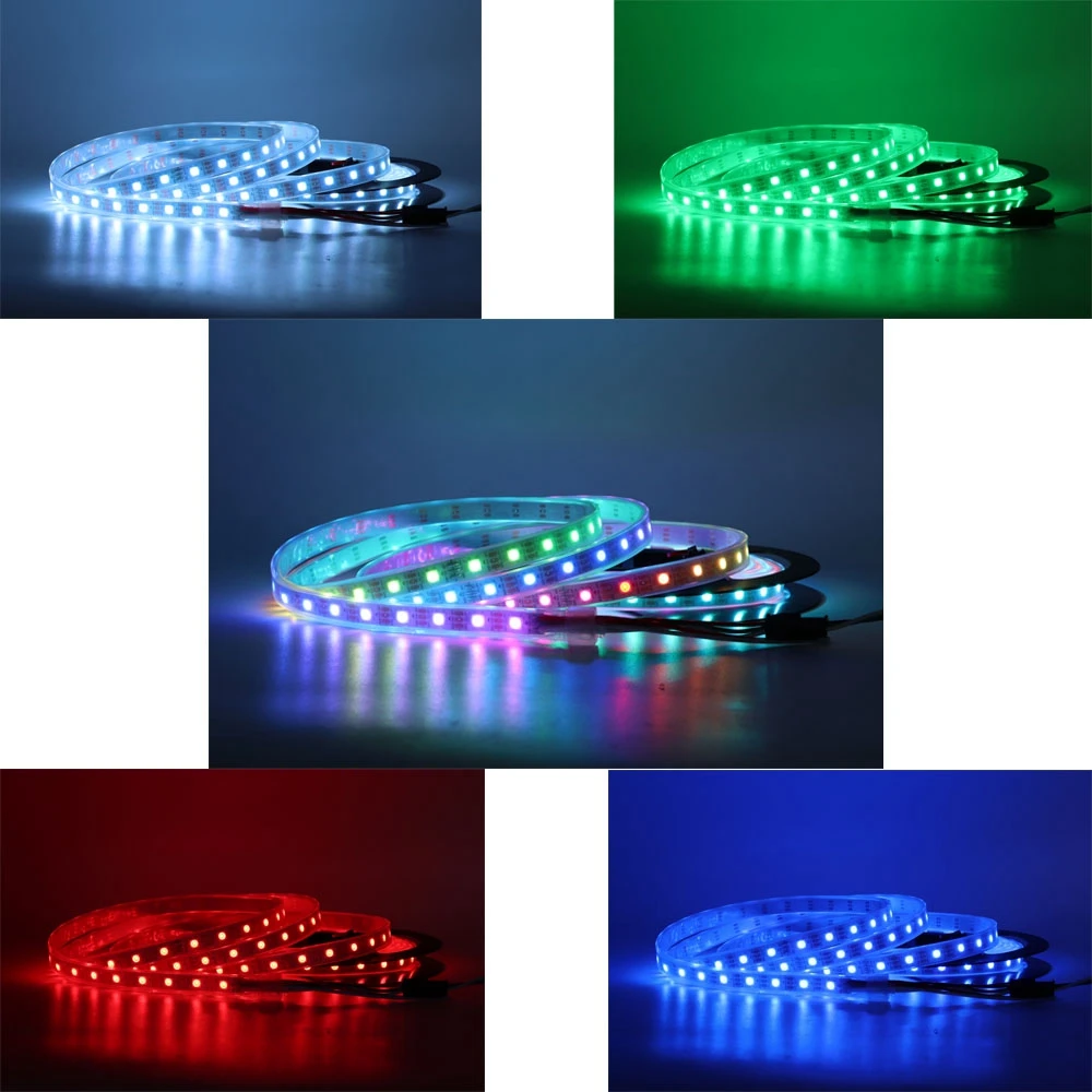 Imagem -06 - Pixels Led M-fita de Led Rgb Inteligente Preto Branco Pcb Ws2812 ic Ws2812b m Ip30 Ip65 Ip67 Dc5v Ws2812b 30 60 144