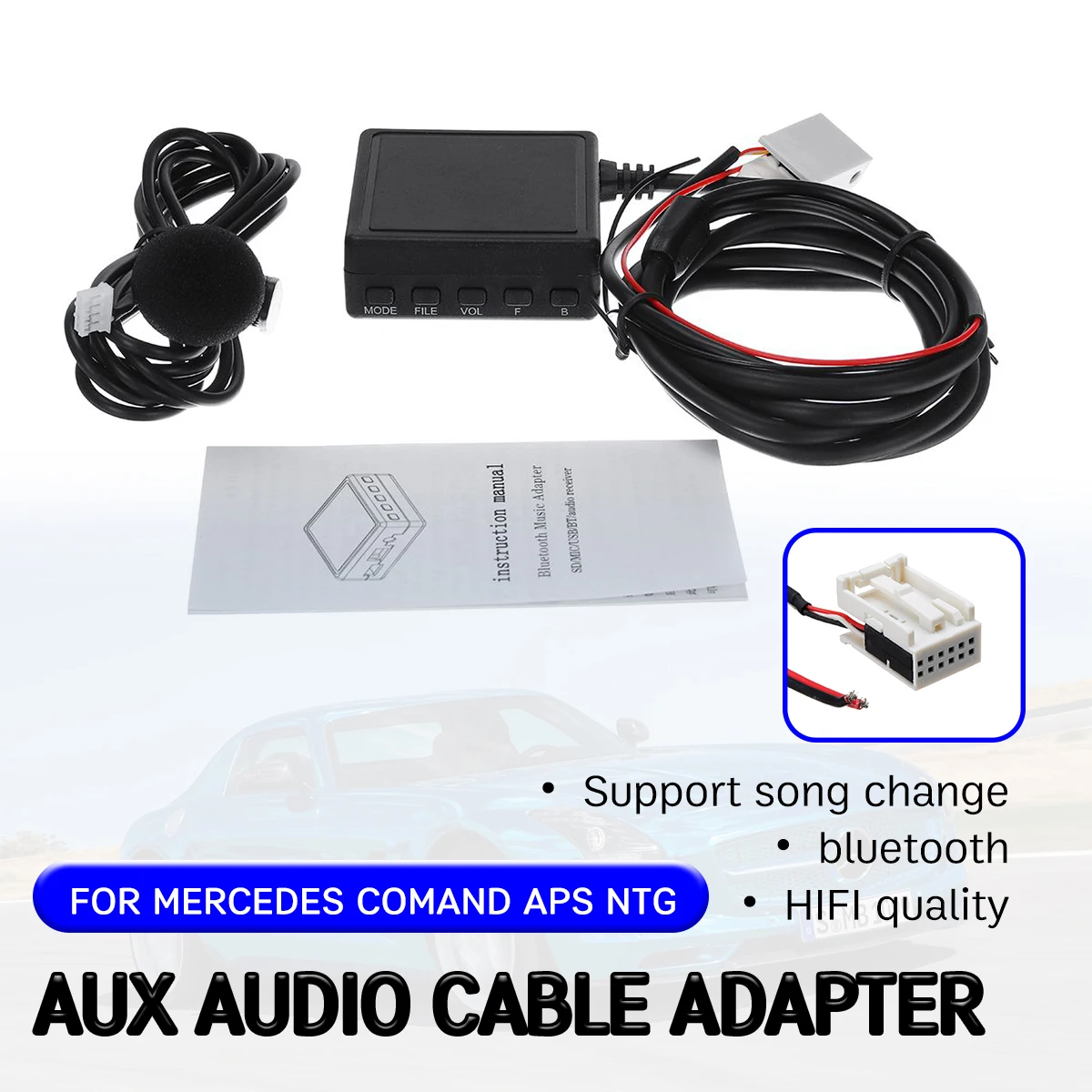 bluetooth Aux Receiver for Mercedes for Benz W169 W245 W203 W209 W164 Cable with USB,microphone Hands-free Aux Adapter