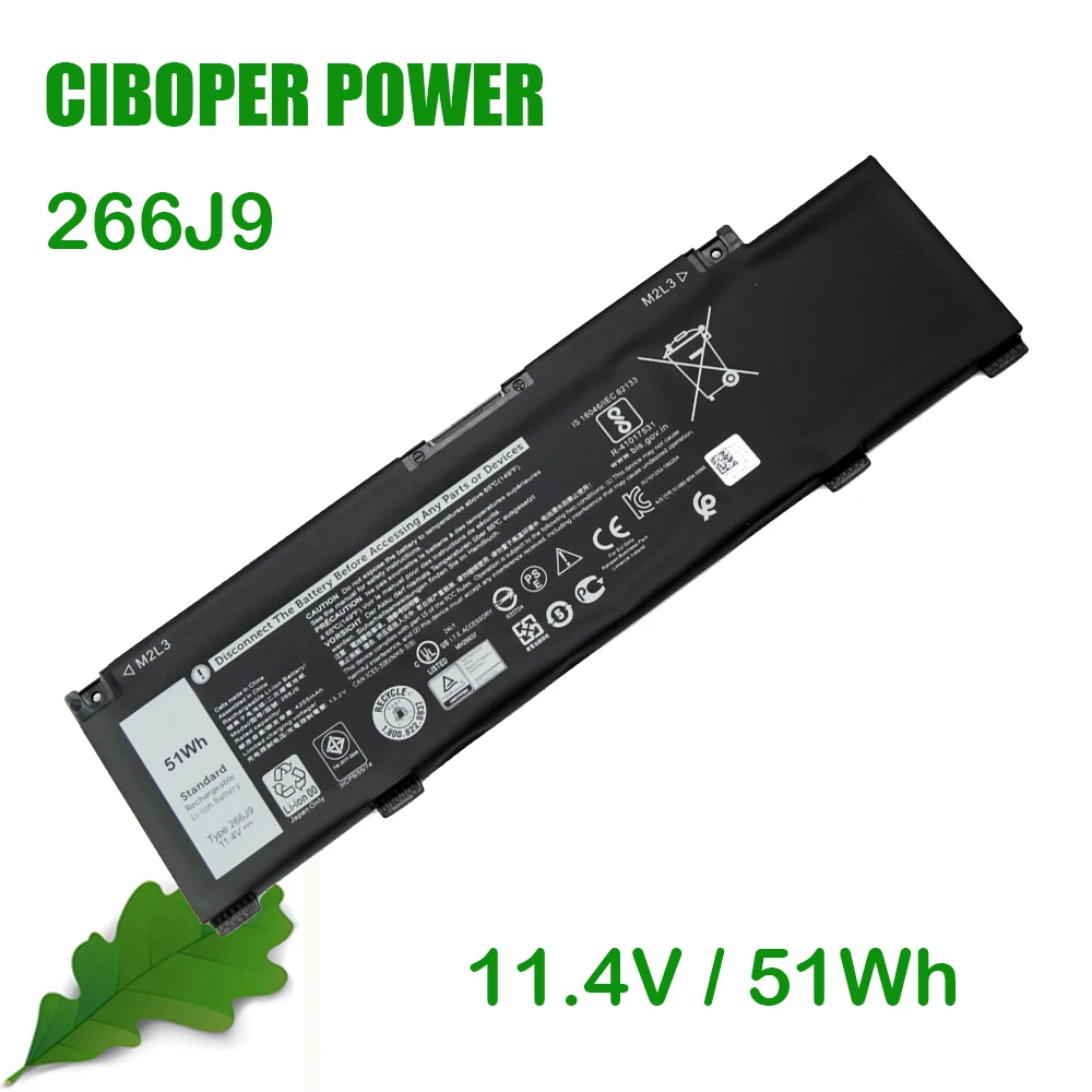 CP Ban Đầu Laptop 266J9 11.4V 51Wh Cho G3 15 3590 3500 G5 15 5500 5505 Inspiron 14 5490