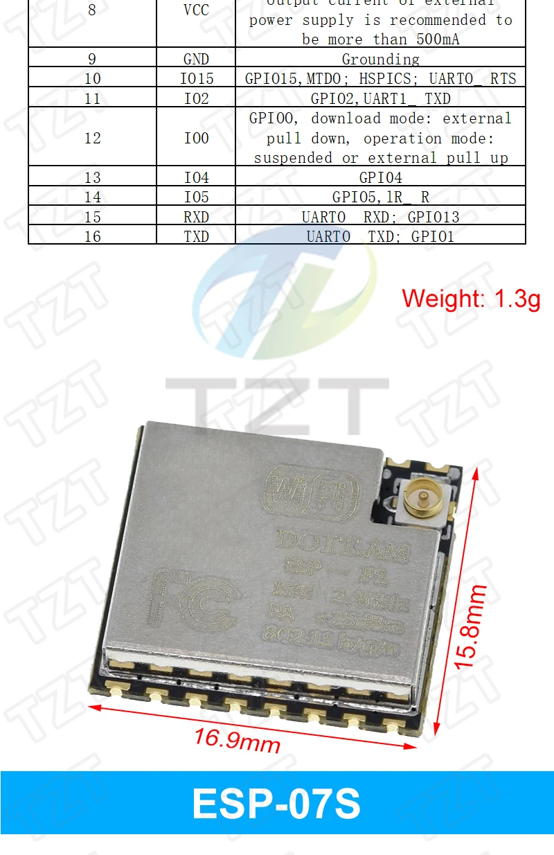 ESP8266 ESP-01 ESP-01S ESP-07 ESP-12E ESP-12F ESP-32 ESP-32S Serielles WLAN-Modul Drahtloser Transceiver 2,4G für Arduino – Detail 10
