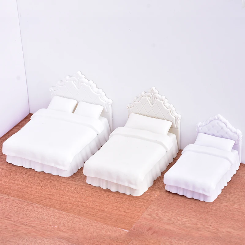 Modelo Cama Miniatura para Doll House, Acessórios para Móveis, Diorama, Quarto, Decoração Cena Interior, 1/20, 1/25, 1/30 Escala, 2Pcs