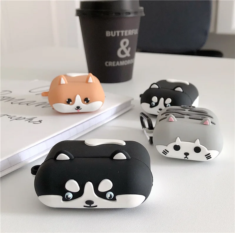 3D Cartoon Corgi Silicone Earphone Case For AirPods Pro 1 2 3 Wireless Bluetooth Headset Protect Cover Accessories Cute Cat Dog