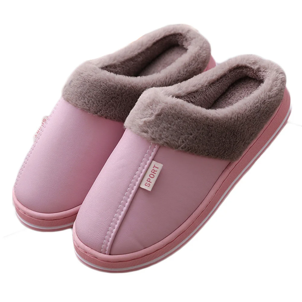 

1 Pair Couple Casual Home Winter Slippers Zapatos De Mujer Women Soft Plush Lined Shoes Outdoor Warm Shoes Men