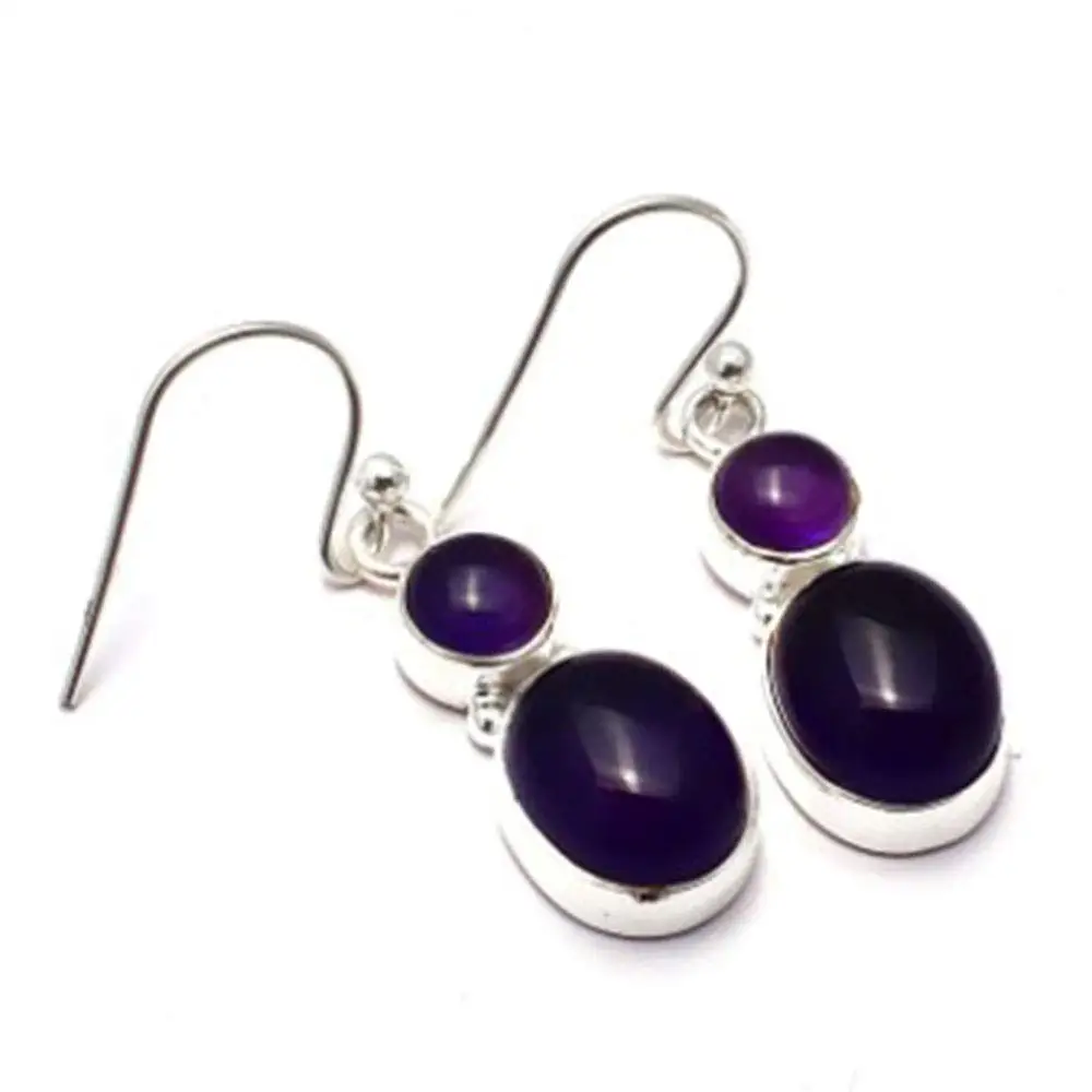 

Серьги из стерлингового серебра 925 пробы с натуральным аметистом, 35 мм, 2SE0283
