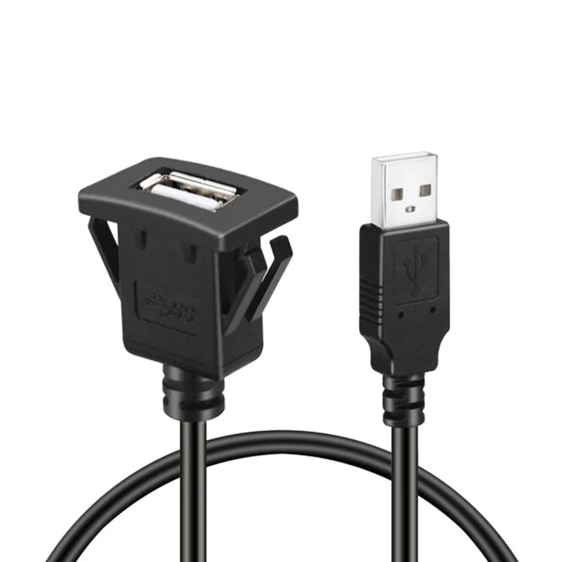 Cable de Panel de extensión de enchufe macho a hembra para tablero de automóvil, montaje empotrado USB, 1M