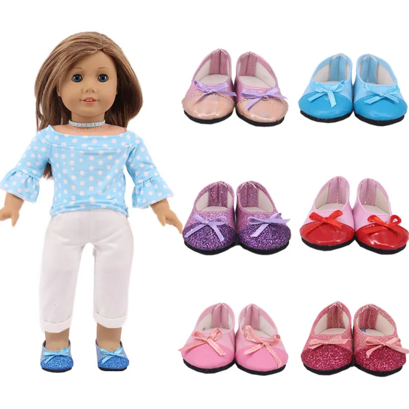 7Cm Doll Shoes Bow Tie Leather Shoes For 18 Inch  American&43Cm Baby New Born Doll Child Christmas Gift For Our generation