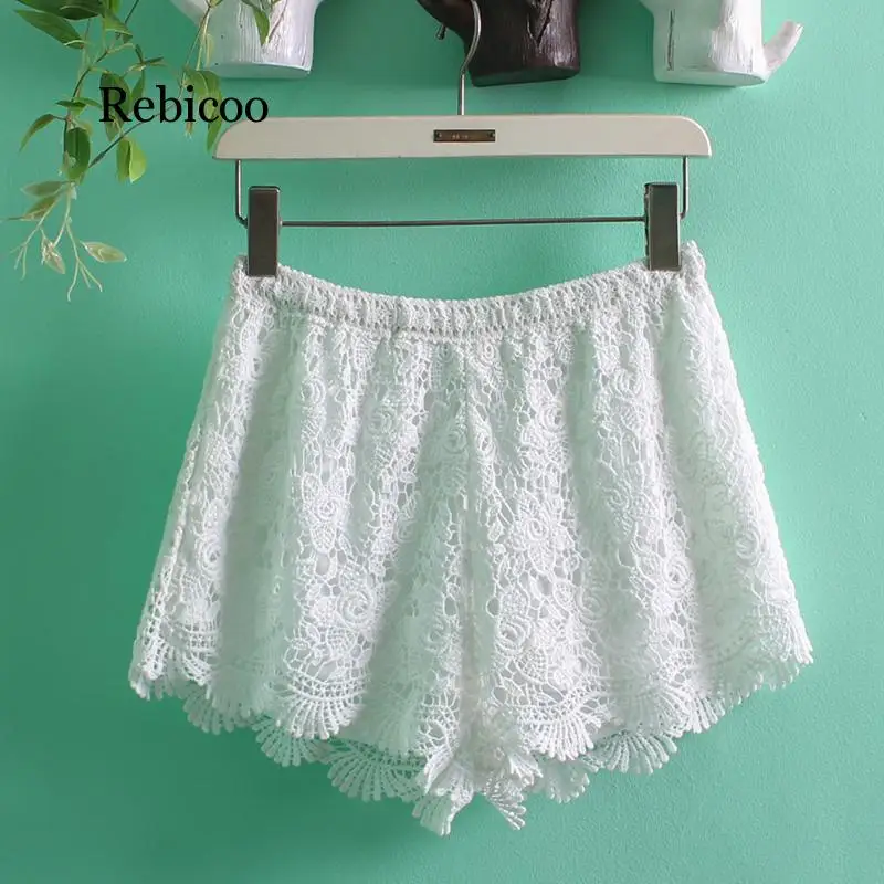 Summer  New Women Sexy Lace Shorts Cotton Floral Lace Crochet Mini Shorts Leisure Short Trousers