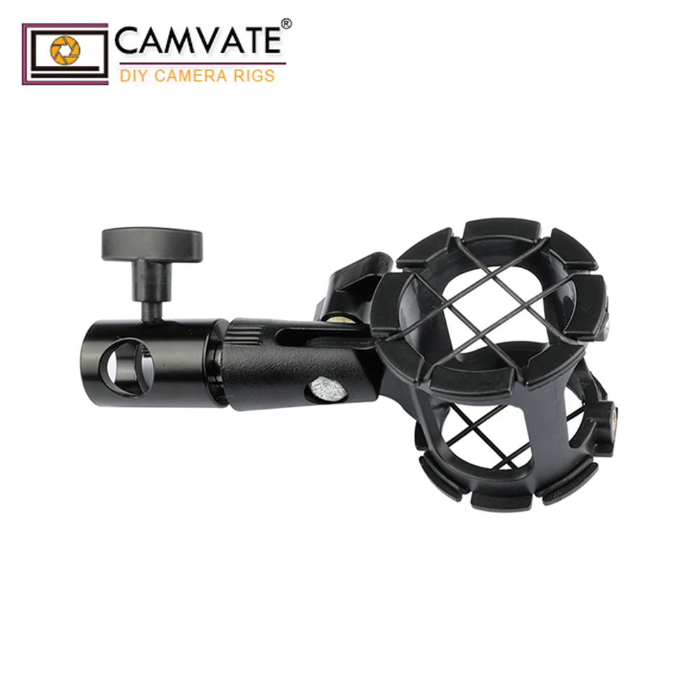 CAMVATE Aluminum Adjustable Microphone Bracket + Light Pole Connector With Built-in 1/4"-20 Male Screw For Microphone Supporting