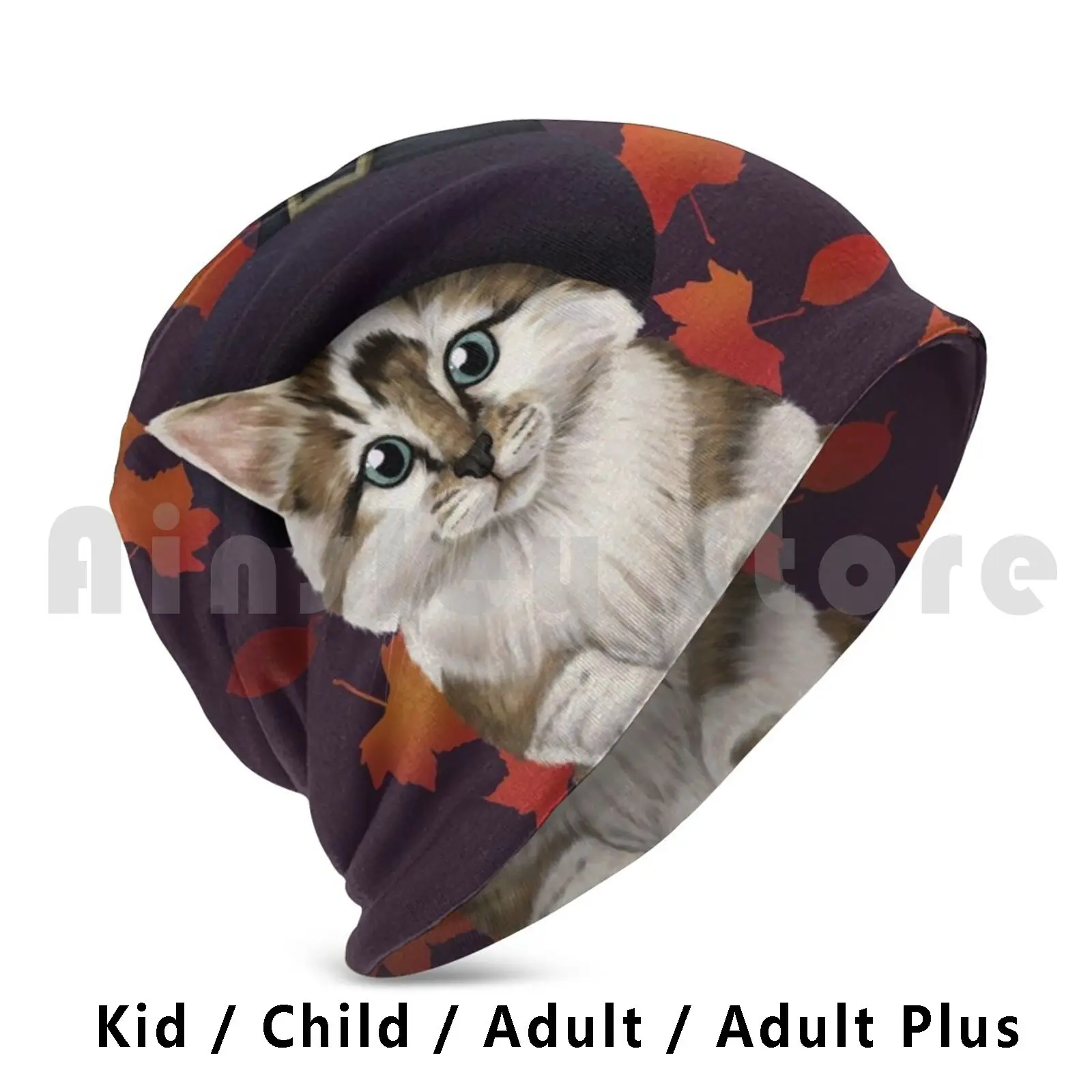 Witch Cat-Halloween / Fall Kitten Beanies Pullover Cap Comfortable Cat Kitty Kitten Fluffy Cat Long Hair Cat Long