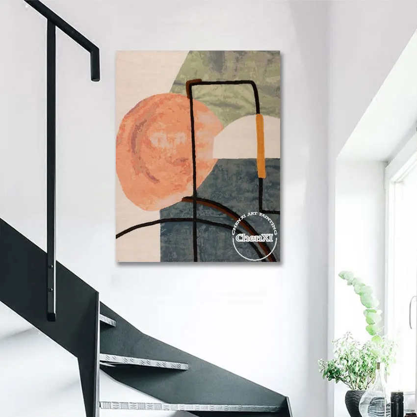 

Unframed The Collision Of Line and Geometry Abstract Art Paintings, Handpainted Oil Painting on Canvas, Large Wall Art Decorate