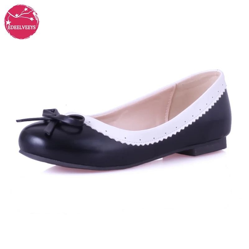 

Women's Round Toe Ballet Leather Flats Casual Soft Slip On Classic Shoes Girls Dress Lolita Princess Gift for Loved Ones 34-51