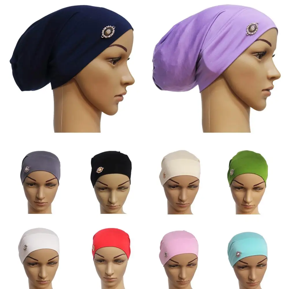 Muzułmańskie kobiety Hidżab Czapka na głowę Wypadanie włosów Baggy Beanie Chemo Hat Stretch Turban Arabskie Hidżaby Islamska Miękka Czapka Wypadanie Włosów Bonnet