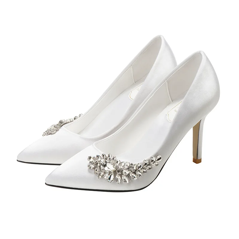 Zapatos de boda de novia para mujer, calzado de cristal de talla grande disponible