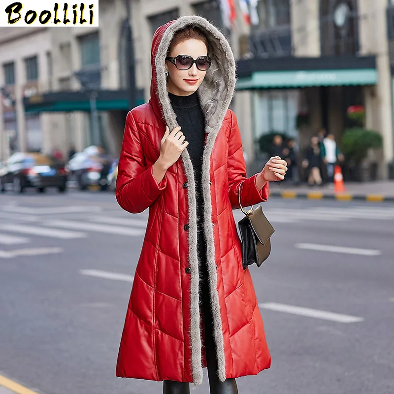 Genuine Leather Boollili Jacket Winter Jacket Women Mink Fur Collar Down Jackets for Women Real Sheepskin Coat Plus Size