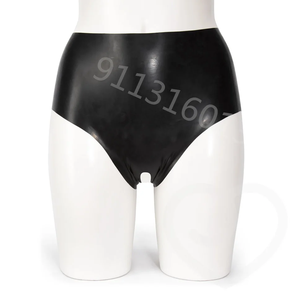 Special Offer In Stock Latex Crotchless Knickers Sexy Latex Rubber Briefs open crotch Hot Underwear