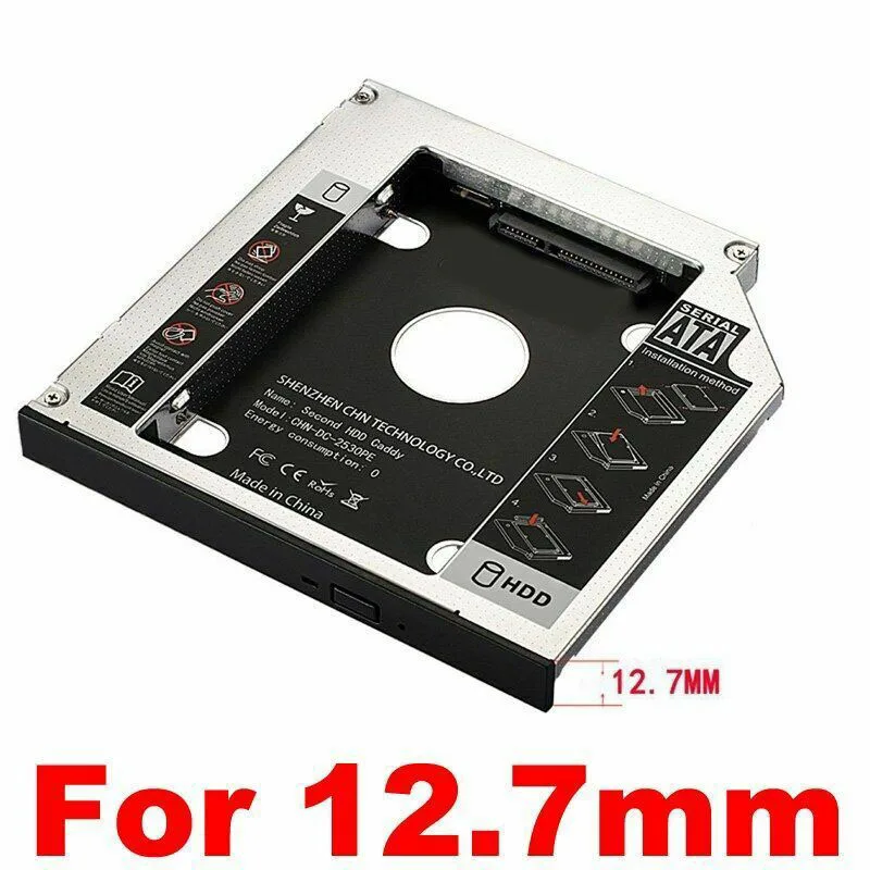 New 2nd HDD Caddy 9.5mm 12.7mm SATA 3.0 Hard Disk Drive Box Enclosure Adapter Case 2.5 SSD For Laptop CD DVD ROM Optical Bay