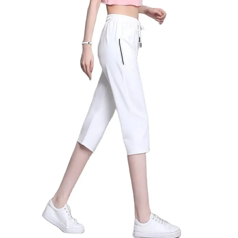 Pantaloni sportivi da donna pantaloni sportivi 3/4 pantaloni Capris estivi coulisse elastico a vita alta Sport pantaloni Casual al polpaccio taglia