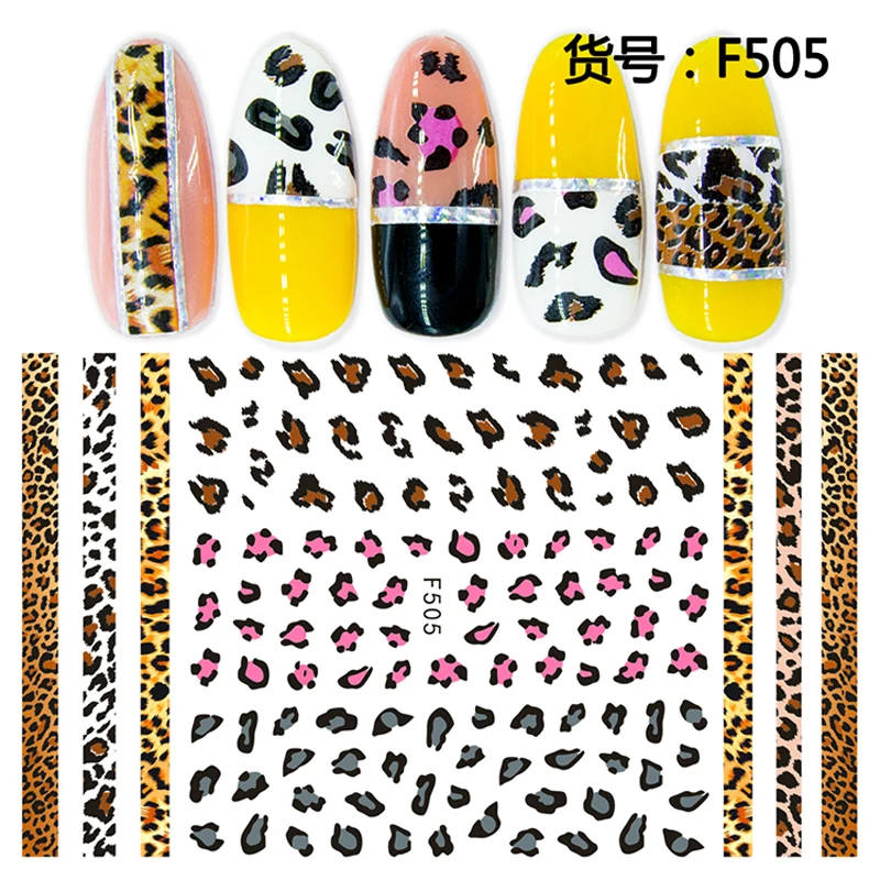 

10PCS Animal Skin Grain Pattern Leopard Skin Tiger Skin Python Skin Pattern Nail Sticker Nail Slider Decoration Beauty