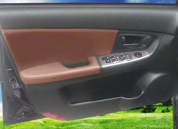 LHD For Kia Spectra Cerato 2005-2012 4PCS Car Door Handle Armrest Panel Microfiber Leather Cover Protection Trim