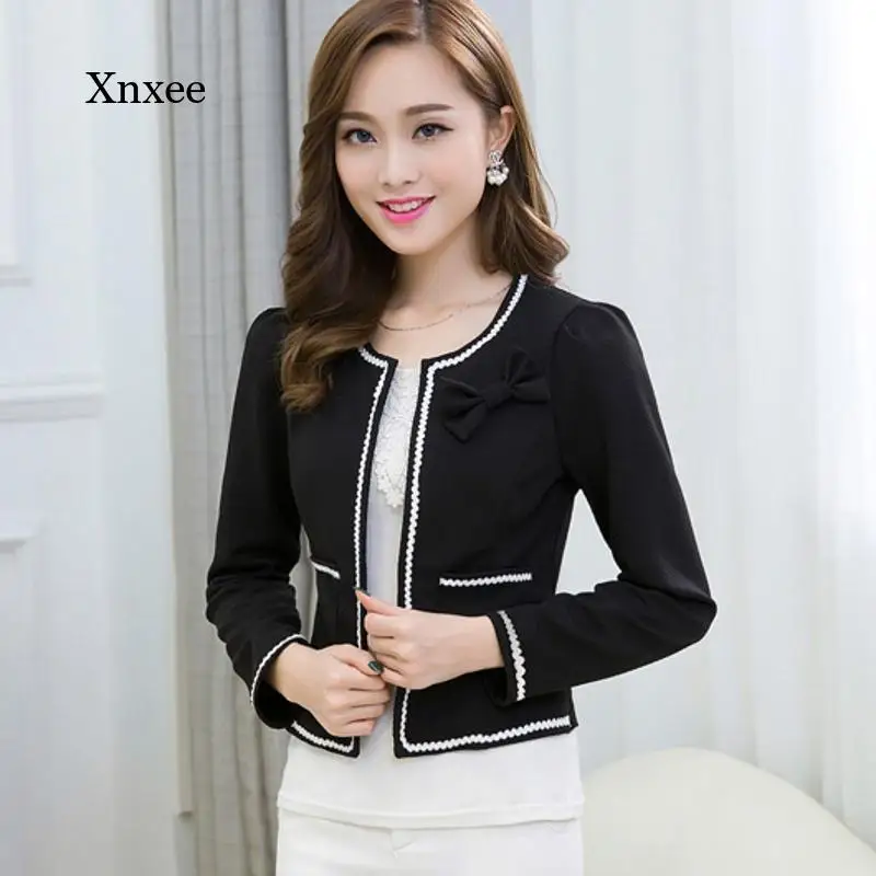 Winter Women's Candy Color Women's Blazer Cardigan Cardigan Without Button Bow Decoration Short Blazer Short Coat Long Sleeve Sh