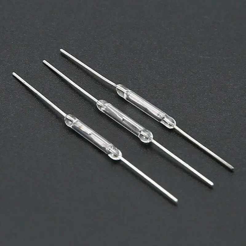 10pcs brand new original reed magnetic switch  induction reed switch 2X14MM open magnetic induction switch glass white