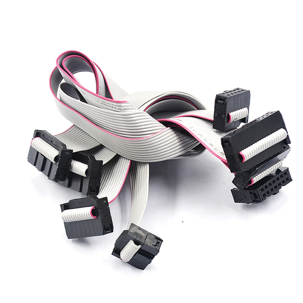 2PCS 2.54MM pitch FC-6/8/10/14/16/20/40/50 PIN 30CM JTAG ISP DOWNLOAD CABLE Gray Flat Ribbon Data Cable FOR DC3 IDC BOX HEADER