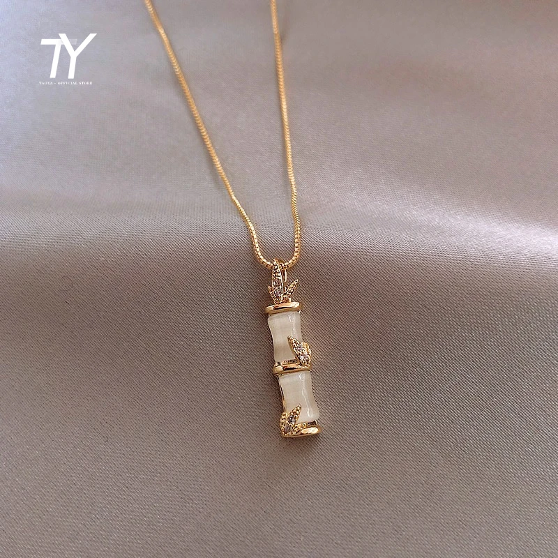 2020 neue einfache Damen Bambus geformt Anhänger koreanische Frauen Schlüsselbein Kette exquisite Geschenk Modeschmuck kurze Halskette