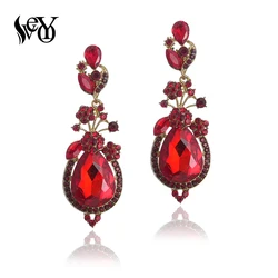 VEYO Vintage Crystal Rhinestone Drop Earrings Elegant Bridal Wedding Drop Earrings for Women Fashion Jewelry Gift