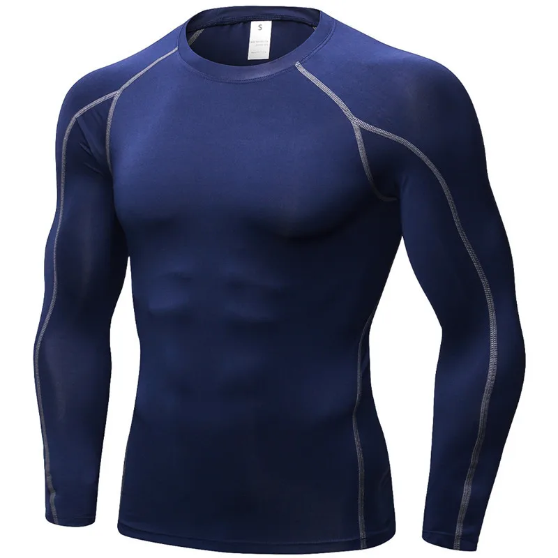 New Long Sleeve Fitness Gym Clothing Stand Collar Compression Shirt Winter Sport Shirts Cycling Stretch Sportswear Men Camiseta