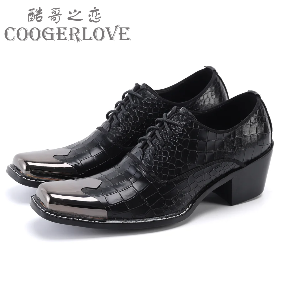 Spring Men Leather shoes Business Casual Luxury Banquet Social contact Increase Genuine Leather High heels Men\'s  Wedding shoes