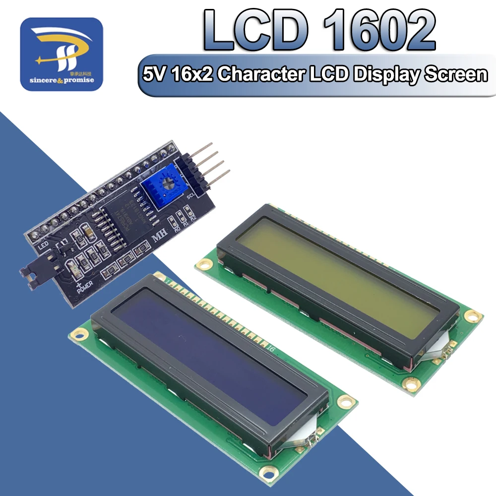 LCD1602 PCF8574T PCF8574 IIC/I2C / Interface 16x2 Character LCD Display Module 1602 5V Blue/ Yellow Green Screen For Arduino DIY