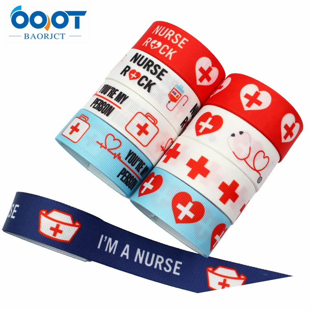 OOOT BAORJCT L-20430-340,25mm,10yards Doctor Nurse Series grosgrain Ribbons,bow cap accessorie DIY Clothing Decorations