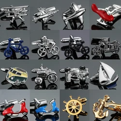 As high quality men's Cufflinks brand new boat anchor racing bicycle aircraft Cufflinks men's Wedding Shirt badge pin gift