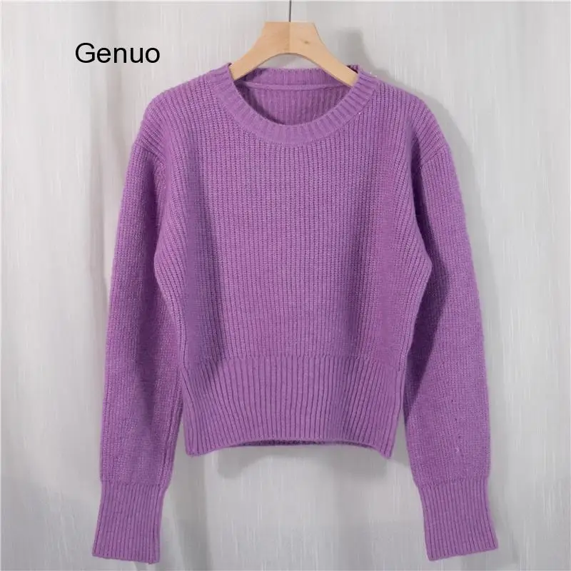 New 2021 Spring Women\'s Sweater Pullovers Warm Minimalist Korean Short Elegant Solid Sweet Lady Jumpers