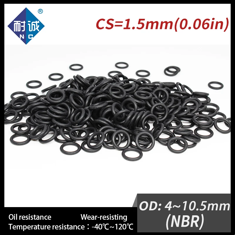 20PCS/Lot Nitrile Rubber Black NBR CS1.5mm OD4/4.5/5/5.5/6/6.5/7/7.5/8/8.5/9/9.5/10/10.5*1.5mm O Ring Gasket Oil Resistant