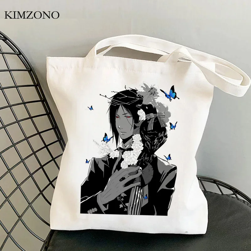 Black Butler shopping bag canvas grocery bolso shopper bolsa bag tote bolsas reutilizables jute fabric custom