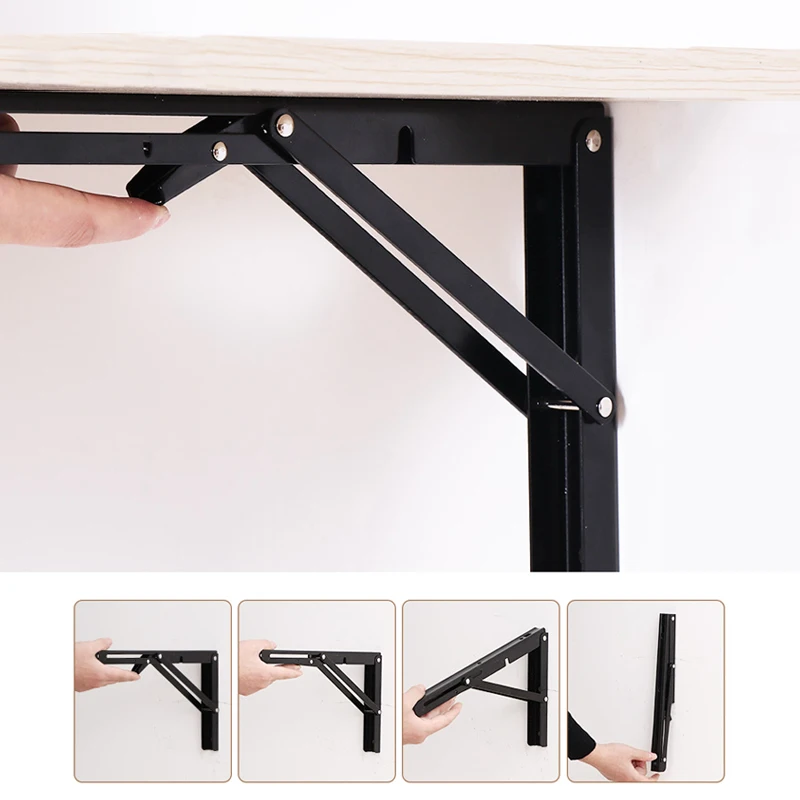 KAK 2PCS Triangle Bracket Wall Bracket Folding Angle Bracket Adjustable Wall Mounted Table Shelf Bracket Furniture Hardware