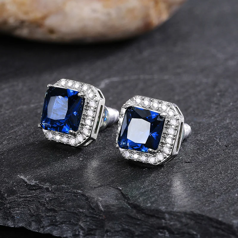 Huitan Ohrstecker mit rechteckigem/quadratischem grünem kubischem Zirkon für Damen, elegante Party-Accessoires, Jahrestagsgeschenk, zeitlose Damen-Ohrringe – Detail 26