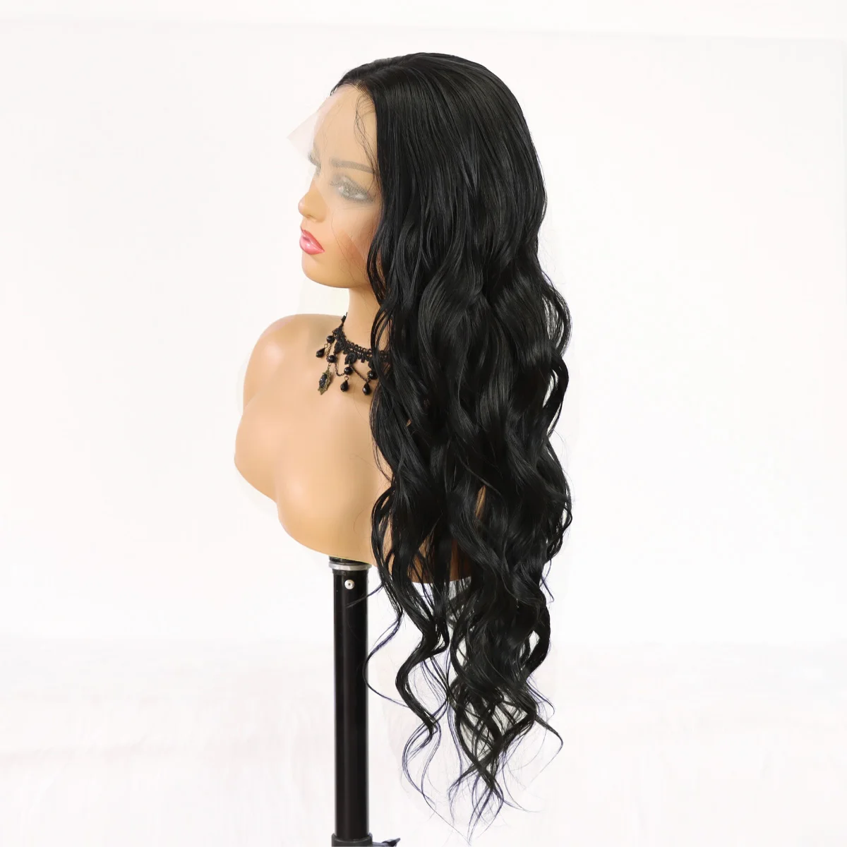 Wavy  Lace Front Wig with Baby Hair Natural Black Synthetic Wigs for Women Glueless Long Black Hair Wig Heat Resistant