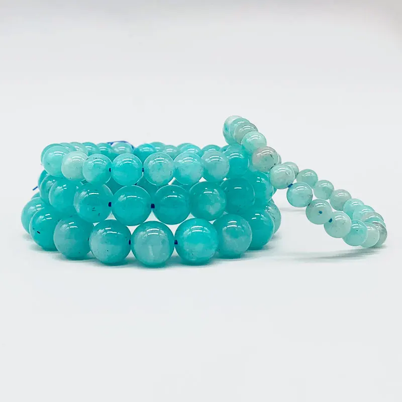 A+ New Nature Amazonite Not Dyed 100% Really Color Round Bead Bracelet For Girl Women Nature 4-12 MM Not Glass Good Quality